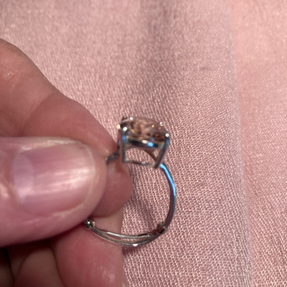 Lab Created Morganite Ring set in Sterling Silver - Picture 3 of 7
